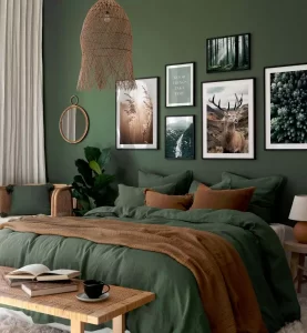اتاق خواب سبز و قهوه ای